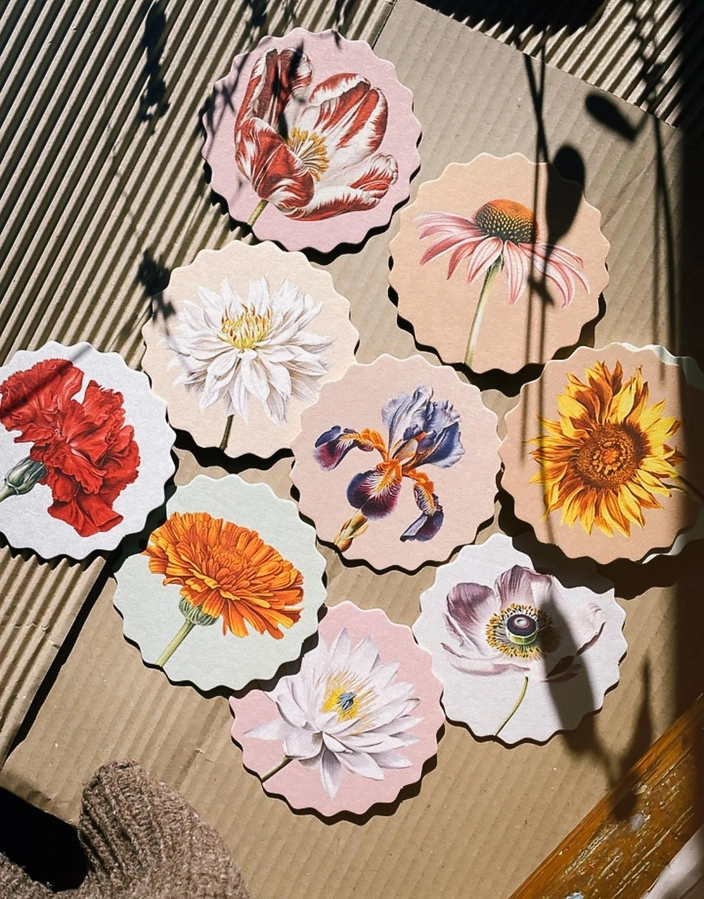 Coaster set met bloemen